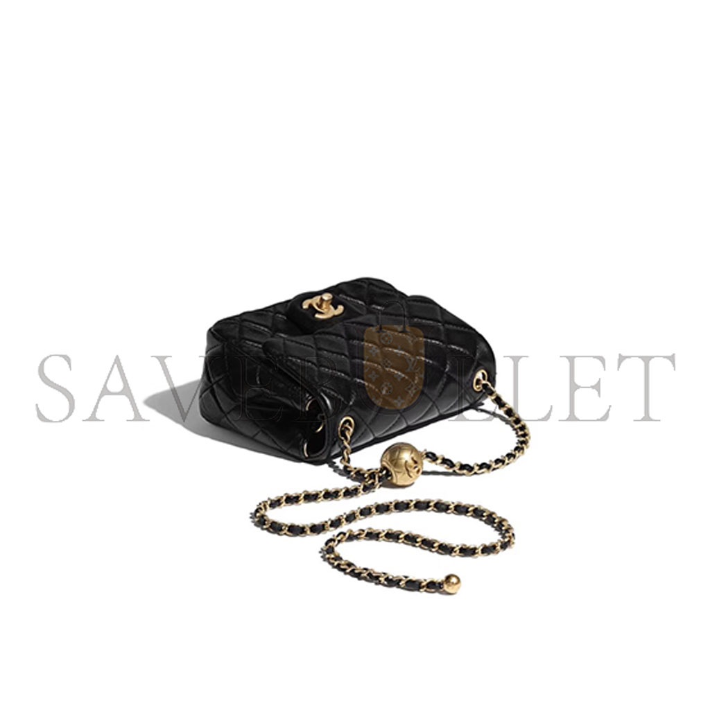 Ch*el master metal ball lambskin flap bag as1786 (18*13*7cm)